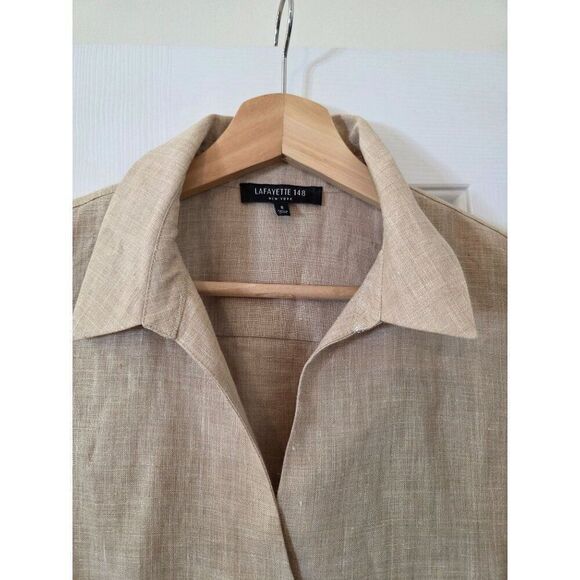 Lafayette148 Linen Beige Dress S - Picture 2 of 11